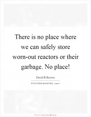 There is no place where we can safely store worn-out reactors or their garbage. No place! Picture Quote #1