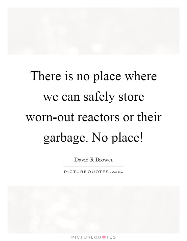 There is no place where we can safely store worn-out reactors or their garbage. No place! Picture Quote #1