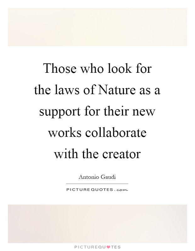 Those who look for the laws of Nature as a support for their new works collaborate with the creator Picture Quote #1