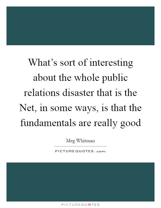 What's sort of interesting about the whole public relations disaster that is the Net, in some ways, is that the fundamentals are really good Picture Quote #1