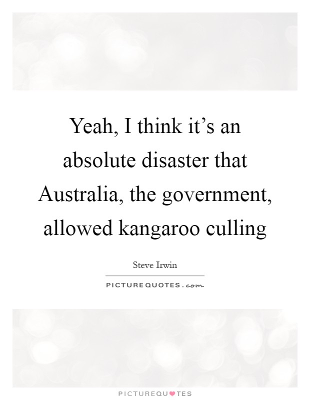Yeah, I think it's an absolute disaster that Australia, the government, allowed kangaroo culling Picture Quote #1