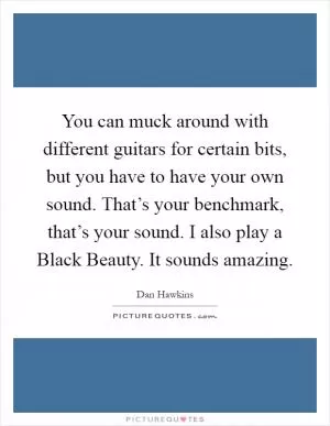 You can muck around with different guitars for certain bits, but you have to have your own sound. That’s your benchmark, that’s your sound. I also play a Black Beauty. It sounds amazing Picture Quote #1