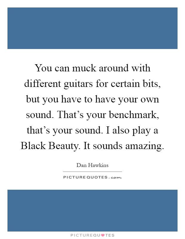 You can muck around with different guitars for certain bits, but you have to have your own sound. That's your benchmark, that's your sound. I also play a Black Beauty. It sounds amazing Picture Quote #1