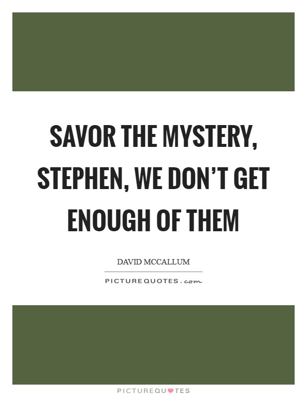Savor the mystery, Stephen, we don't get enough of them Picture Quote #1