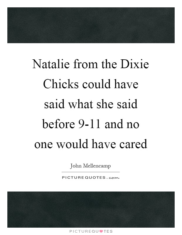 Natalie from the Dixie Chicks could have said what she said before 9-11 and no one would have cared Picture Quote #1