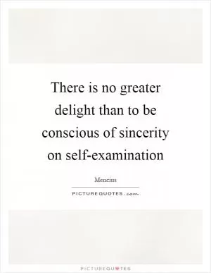 There is no greater delight than to be conscious of sincerity on self-examination Picture Quote #1