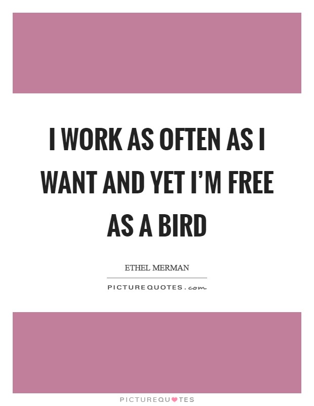 I work as often as I want and yet I'm free as a bird Picture Quote #1