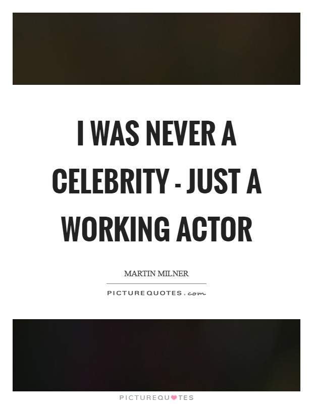I was never a celebrity - just a working actor Picture Quote #1