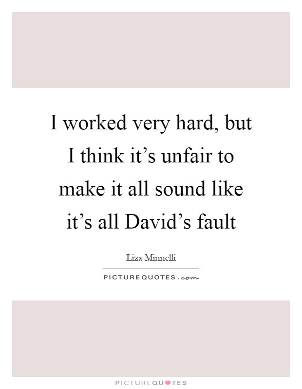I worked very hard, but I think it's unfair to make it all sound like it's all David's fault Picture Quote #1