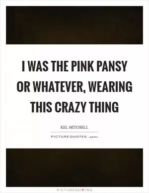 I was the Pink Pansy or whatever, wearing this crazy thing Picture Quote #1