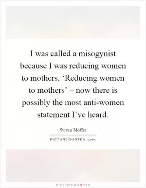 I was called a misogynist because I was reducing women to mothers. ‘Reducing women to mothers’ – now there is possibly the most anti-women statement I’ve heard Picture Quote #1