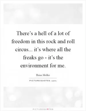 There’s a hell of a lot of freedom in this rock and roll circus... it’s where all the freaks go - it’s the environment for me Picture Quote #1
