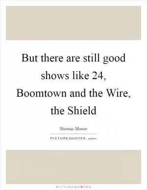 But there are still good shows like 24, Boomtown and the Wire, the Shield Picture Quote #1