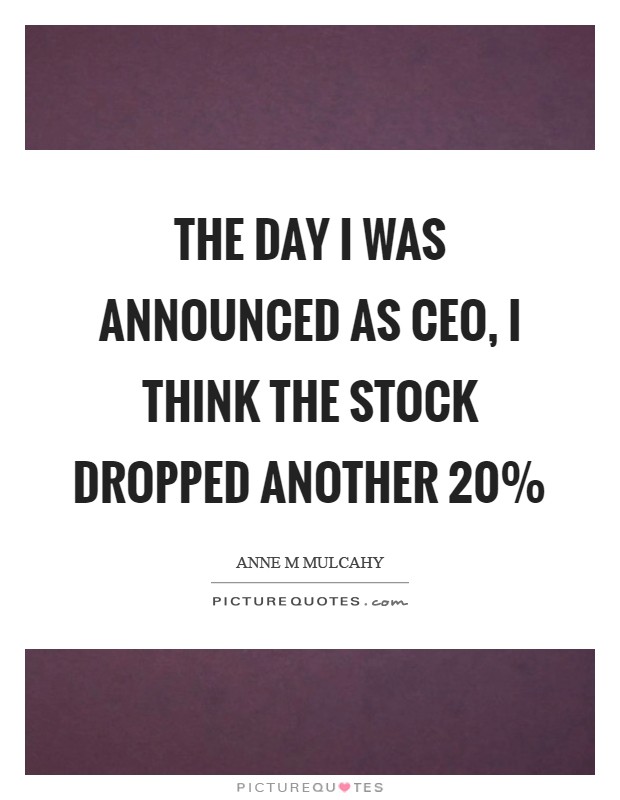 The day I was announced as CEO, I think the stock dropped another 20% Picture Quote #1