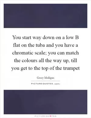 You start way down on a low B flat on the tuba and you have a chromatic scale; you can match the colours all the way up, till you get to the top of the trumpet Picture Quote #1