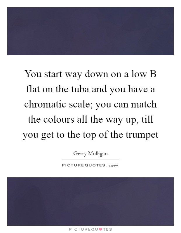 You start way down on a low B flat on the tuba and you have a chromatic scale; you can match the colours all the way up, till you get to the top of the trumpet Picture Quote #1