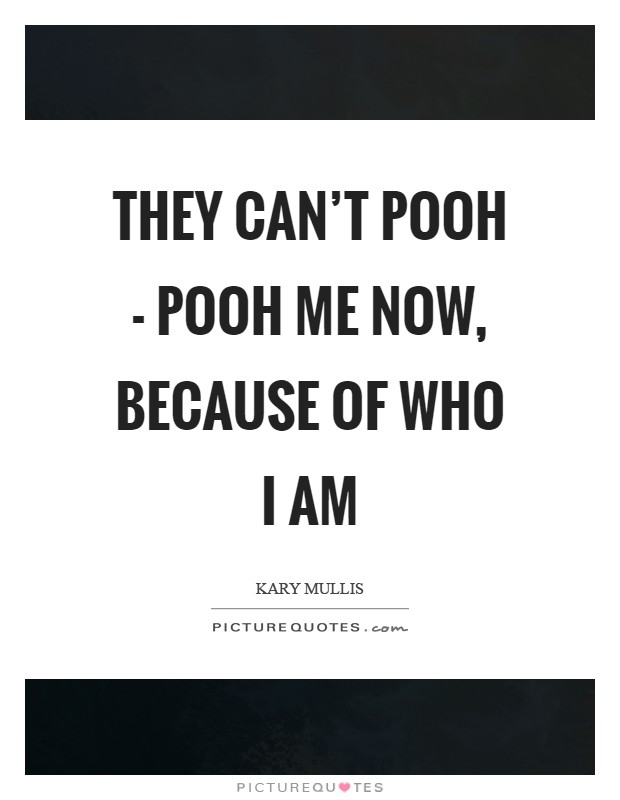 They can't pooh - pooh me now, because of who I am Picture Quote #1