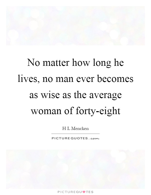 No matter how long he lives, no man ever becomes as wise as the average woman of forty-eight Picture Quote #1