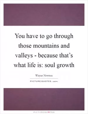 You have to go through those mountains and valleys - because that’s what life is: soul growth Picture Quote #1
