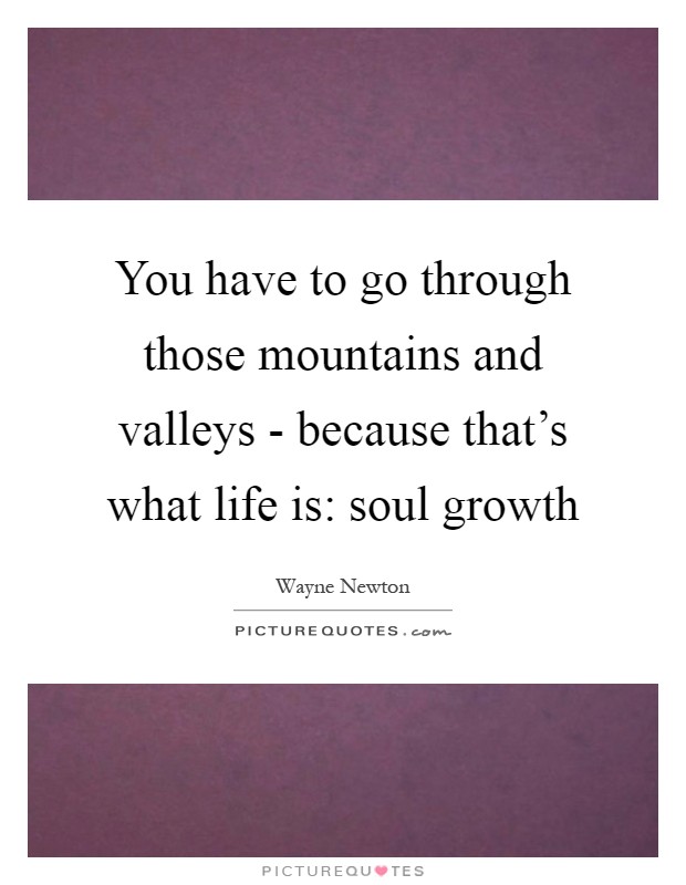 You have to go through those mountains and valleys - because that's what life is: soul growth Picture Quote #1