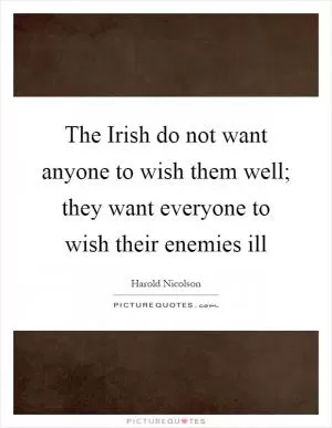 The Irish do not want anyone to wish them well; they want everyone to wish their enemies ill Picture Quote #1