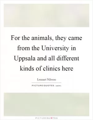 For the animals, they came from the University in Uppsala and all different kinds of clinics here Picture Quote #1