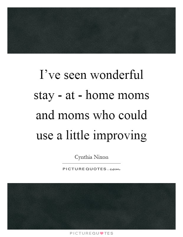 I've seen wonderful stay - at - home moms and moms who could use a little improving Picture Quote #1