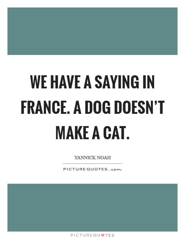 We have a saying in France. A dog doesn't make a cat Picture Quote #1