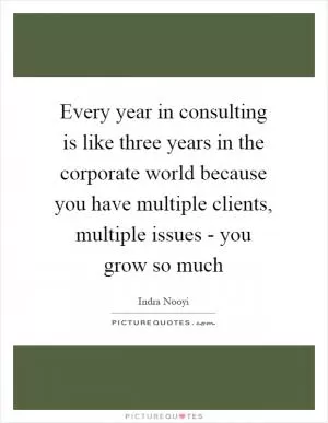 Every year in consulting is like three years in the corporate world because you have multiple clients, multiple issues - you grow so much Picture Quote #1