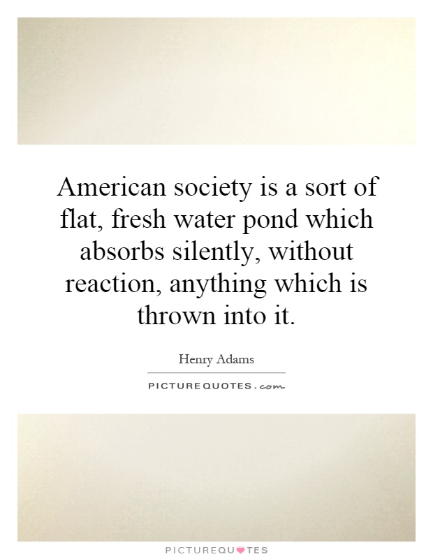 American society is a sort of flat, fresh water pond which absorbs silently, without reaction, anything which is thrown into it Picture Quote #1