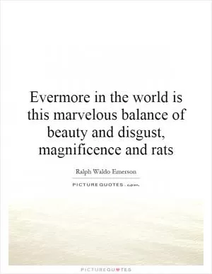 Evermore in the world is this marvelous balance of beauty and disgust, magnificence and rats Picture Quote #1