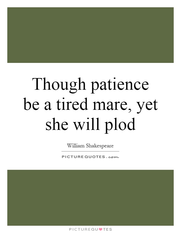 Though patience be a tired mare, yet she will plod Picture Quote #1