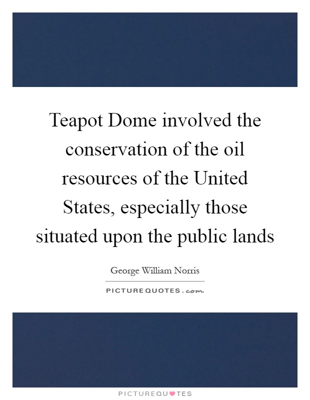 Teapot Dome involved the conservation of the oil resources of the United States, especially those situated upon the public lands Picture Quote #1