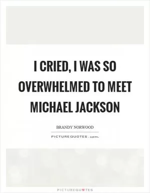 I cried, I was so overwhelmed to meet Michael Jackson Picture Quote #1