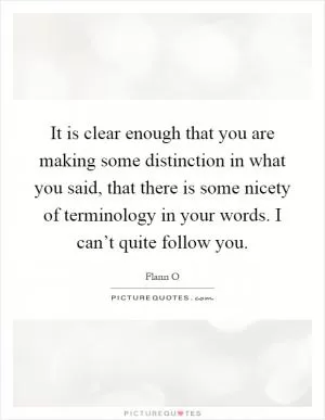 It is clear enough that you are making some distinction in what you said, that there is some nicety of terminology in your words. I can’t quite follow you Picture Quote #1