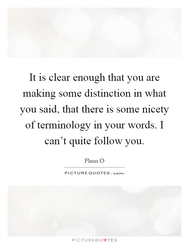 It is clear enough that you are making some distinction in what you said, that there is some nicety of terminology in your words. I can't quite follow you Picture Quote #1