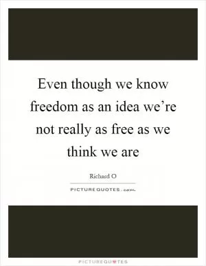 Even though we know freedom as an idea we’re not really as free as we think we are Picture Quote #1
