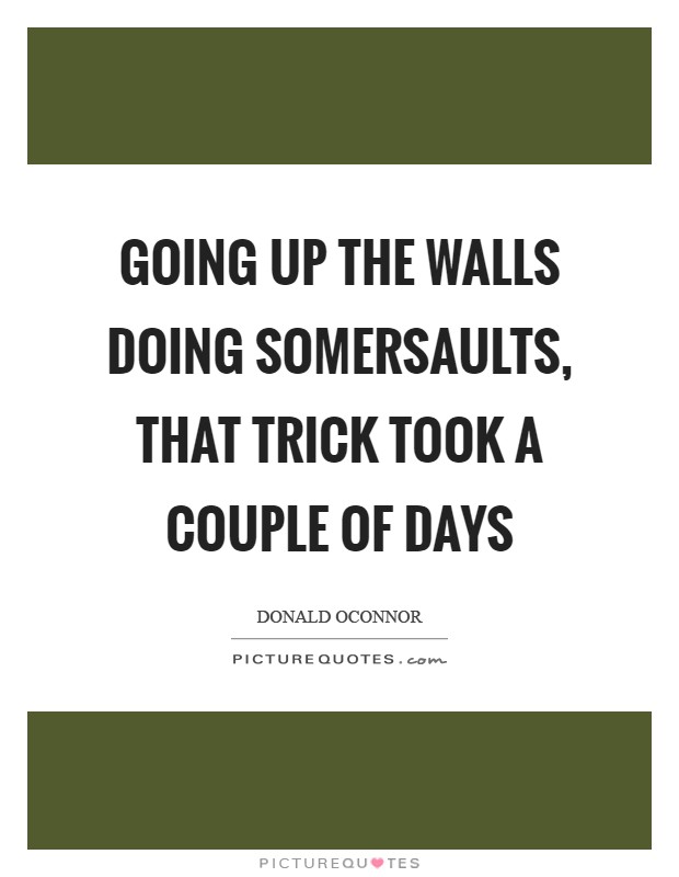 Going up the walls doing somersaults, that trick took a couple of days Picture Quote #1