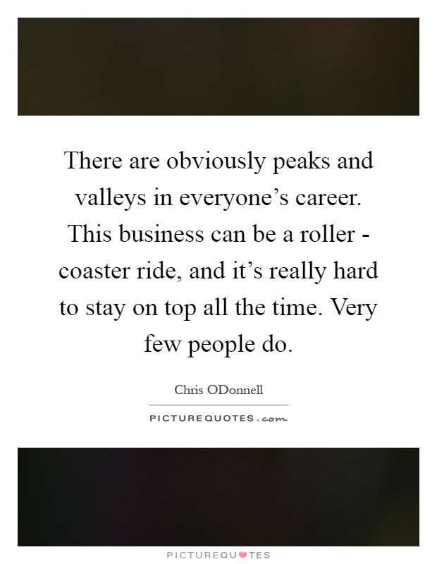 There are obviously peaks and valleys in everyone's career. This business can be a roller - coaster ride, and it's really hard to stay on top all the time. Very few people do Picture Quote #1