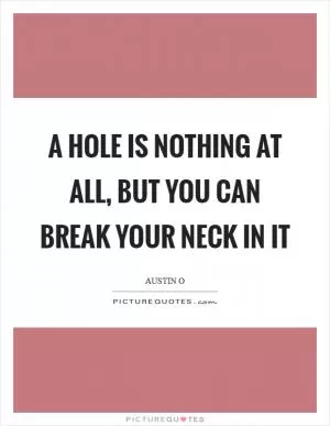 A hole is nothing at all, but you can break your neck in it Picture Quote #1