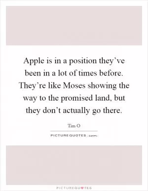 Apple is in a position they’ve been in a lot of times before. They’re like Moses showing the way to the promised land, but they don’t actually go there Picture Quote #1