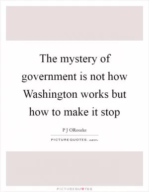 The mystery of government is not how Washington works but how to make it stop Picture Quote #1