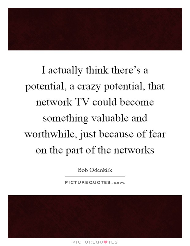I actually think there's a potential, a crazy potential, that network TV could become something valuable and worthwhile, just because of fear on the part of the networks Picture Quote #1