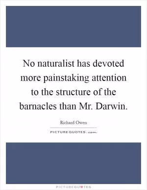 No naturalist has devoted more painstaking attention to the structure of the barnacles than Mr. Darwin Picture Quote #1