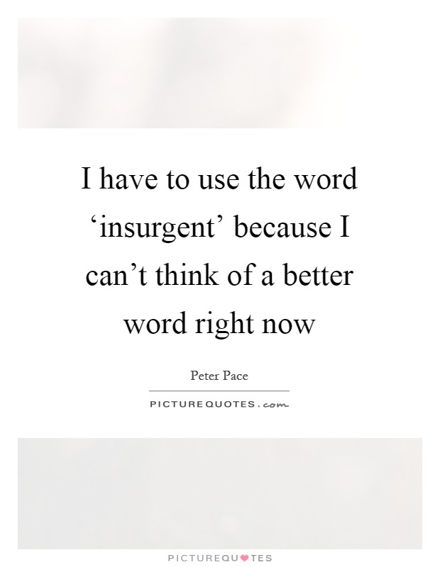 I have to use the word ‘insurgent' because I can't think of a better word right now Picture Quote #1
