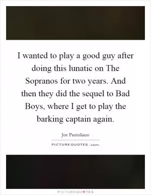 I wanted to play a good guy after doing this lunatic on The Sopranos for two years. And then they did the sequel to Bad Boys, where I get to play the barking captain again Picture Quote #1