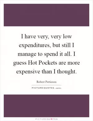 I have very, very low expenditures, but still I manage to spend it all. I guess Hot Pockets are more expensive than I thought Picture Quote #1