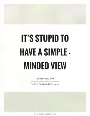 It’s stupid to have a simple - minded view Picture Quote #1