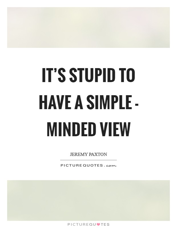 It's stupid to have a simple - minded view Picture Quote #1