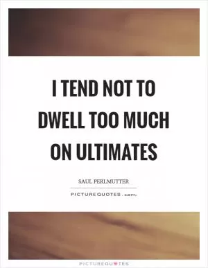 I tend not to dwell too much on ultimates Picture Quote #1